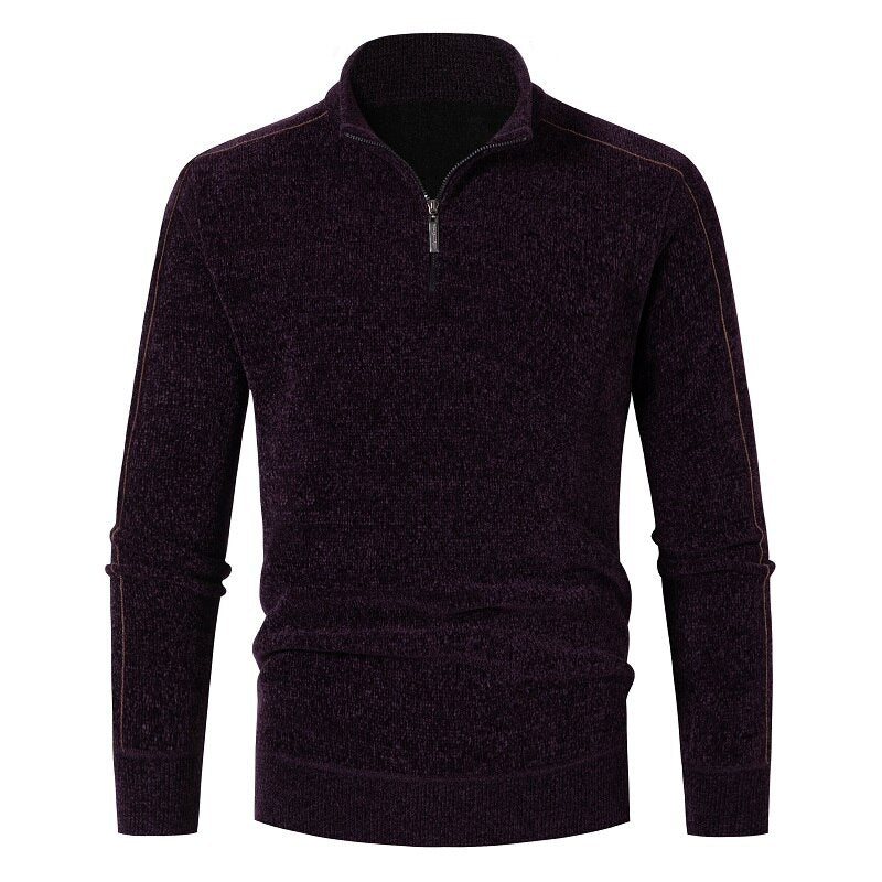 Mock Neck Mens Knitted Pullovers Solid Color Sweater Men Daily Casual Thick Pullovers Knitted Sweater Half Zipper Pullover Men