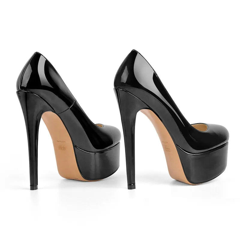 Only maker Frauen 6 Zoll Stöckels chuhe 16cm extrem hohe Pumps Plateaus chuhe große Größen Grund einfarbig plus Größe 46