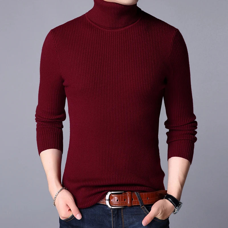 Herren Pullover Herbst Winter Dicke Warme Pullover Männer Gestrickte Kaschmir Wolle Pullover Männer Schwere Rollkragen Jumper