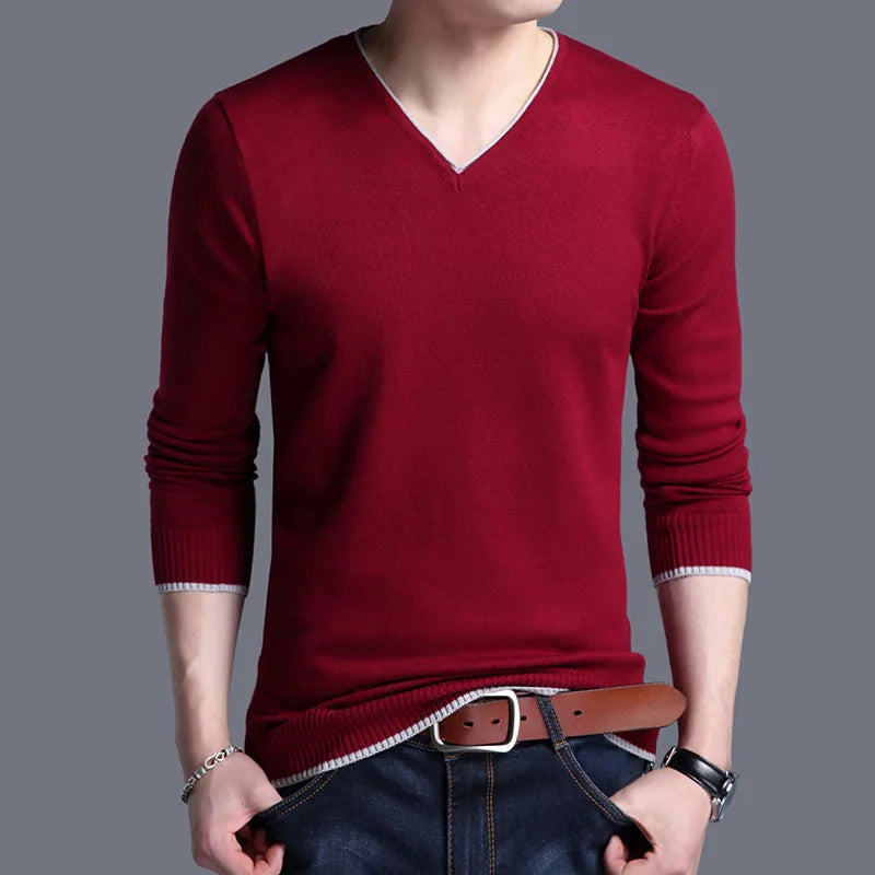 Männer Pullover Mode V-ausschnitt Gestrickte Pullover Slim Fit Frühling Herbst Koreanische Mens Kleidung Täglichen Weiß Schwarz Pullover Männer Pullover