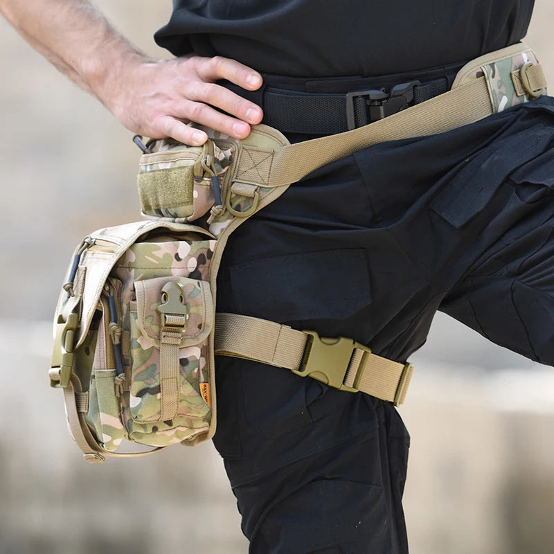 HAN WILD Fishing Leg Bag Hiking Hunting Camping Cycling Military 1000D Nylon Waterproof Men Tactical Waist Pack Travel Belt Bag