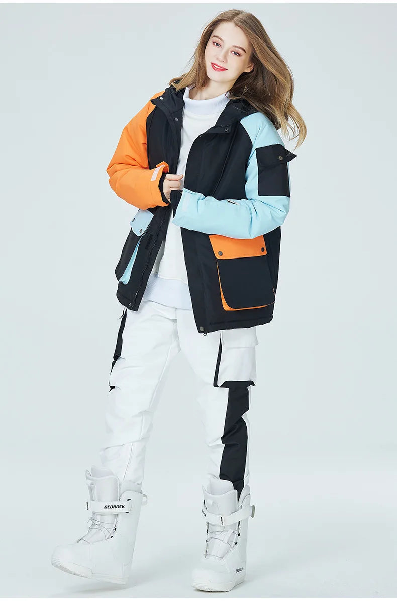 Neue Stil Farbe Passenden Snowboard Anzug Frauen Winter Winddicht Wasserdichte Warme Ski Jacke Hosen Anzug Schnee Overalls