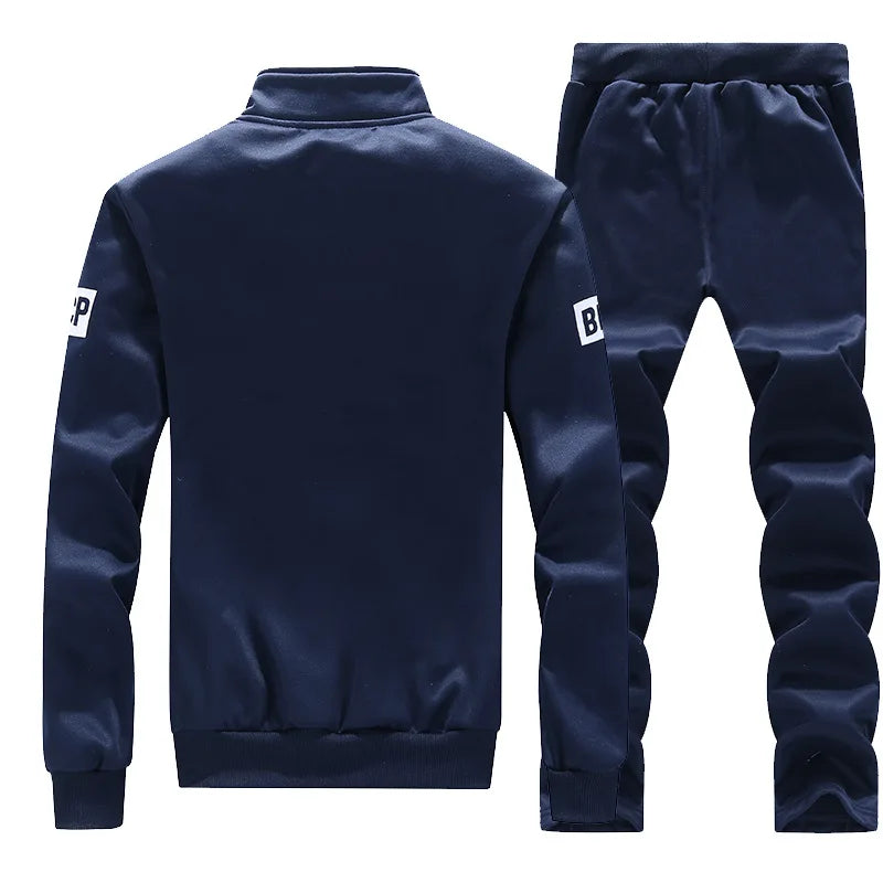 New Men's Sweatsuits Male Trucksuit Spring Autumn Stand Collar Letter Printing Sportswear Set Men Sweatshirts 4XL AF8878