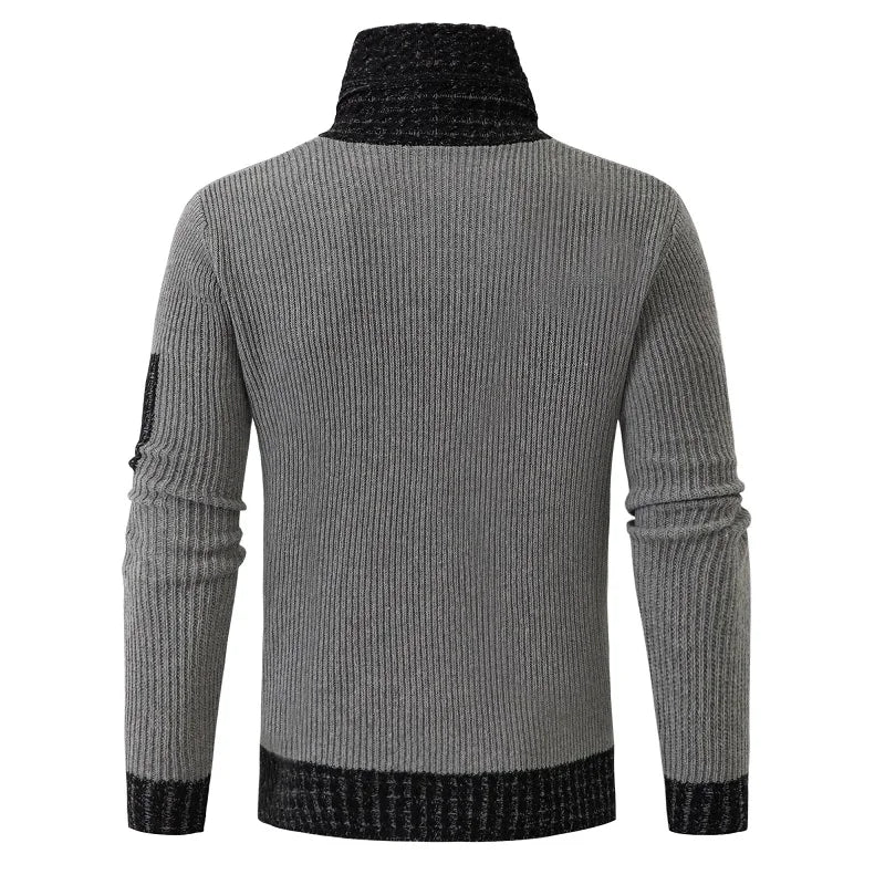 Neue Herbst Winter Rollkragen Pullover Männer Beiläufige Gestrickte Pullover Mode Schal Kragen Pullover Slim Fit Männer Patchwork Pullover