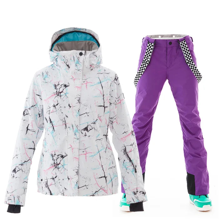 Winter Warm Ski Anzug Frauen Skifahren und Snowboarden Jacke Hosen Weibliche Wasserdichte Schnee Kostüme Outdoor Wandern Tragen