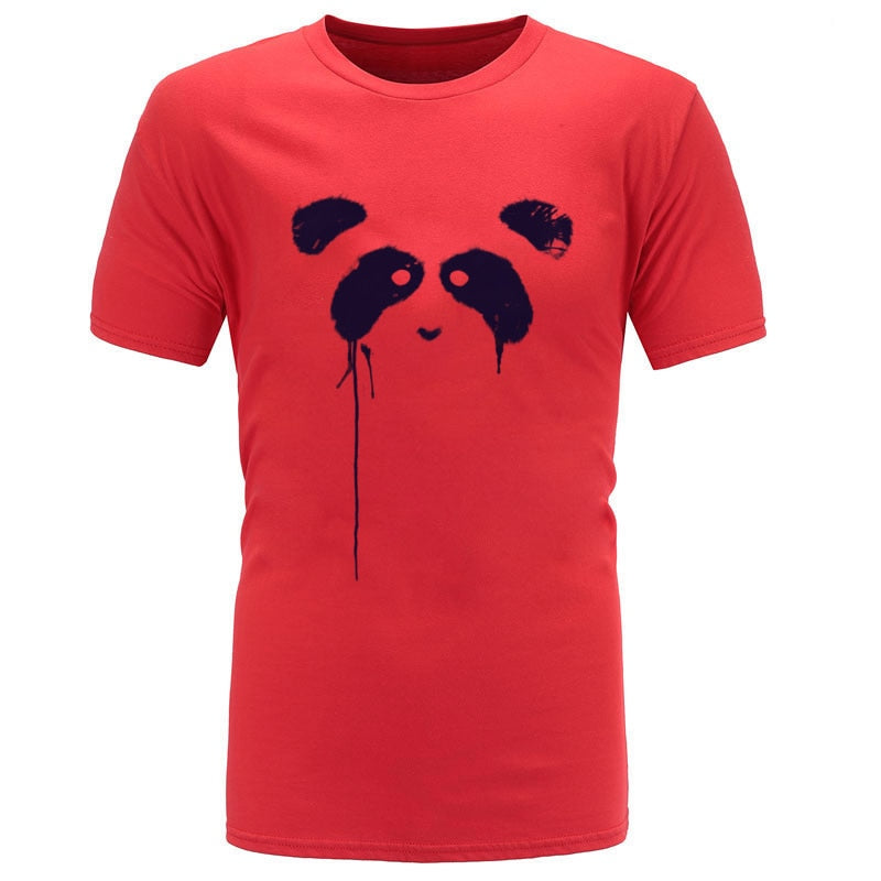 Splash Panda Watercolor Picture T-Shirts Short Sleeve Funky Crewneck Cotton Tops Shirts Fitness Tight T Shirt for Men ostern