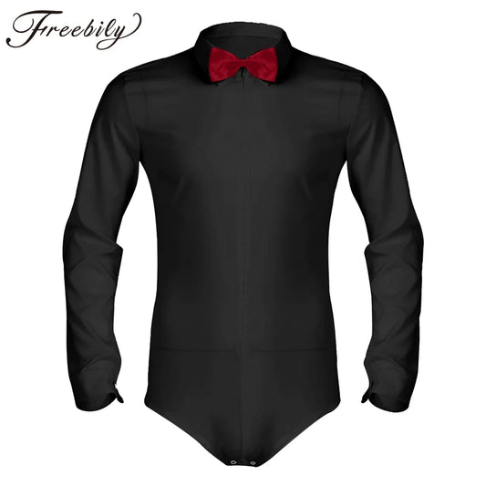 Mens Latin ballroom costume Latin Modern Dance Shirt with Bowtie Rumba Samba Dancewear Latin dance competition clothes