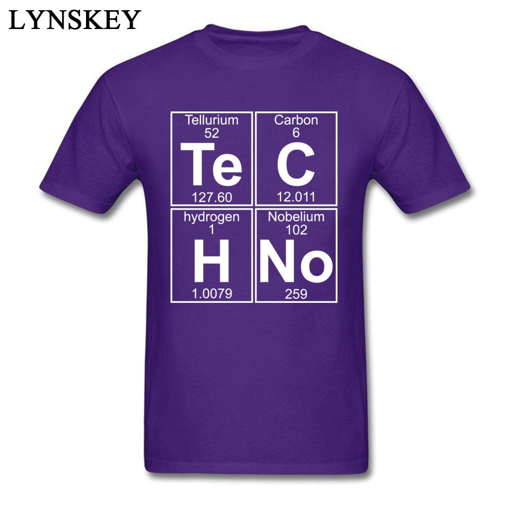 Novelty Design Te-C-H-No Techno Men T-shirt Hardcore Neon Element Periodic Table Popular Tshirt