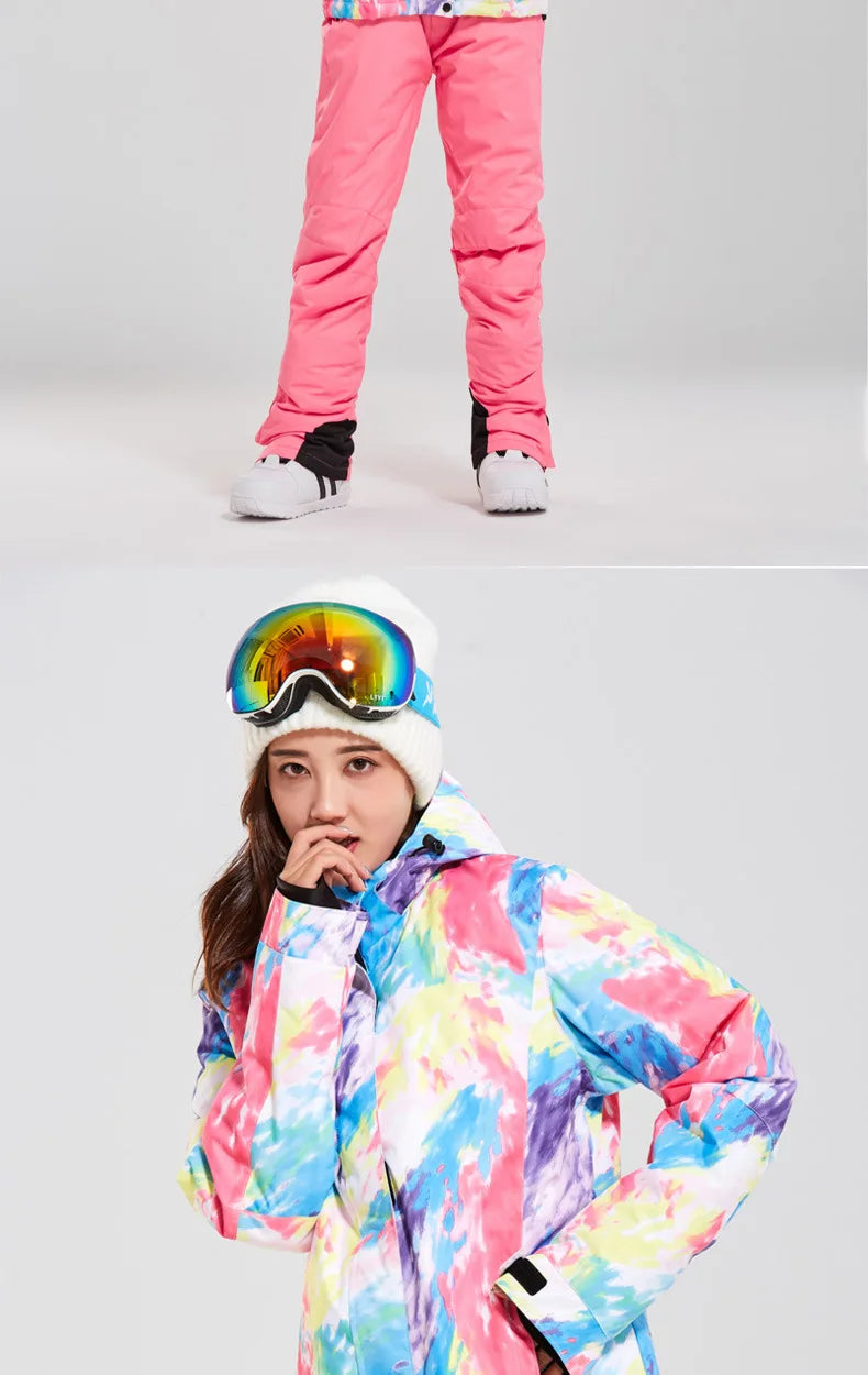 Dicke Warme Frauen Ski Anzug Wasserdicht Winddicht Skifahren und Snowboarden Jacke Hosen Set Weiblichen Schnee Kostüme Winter Im Freien Tragen