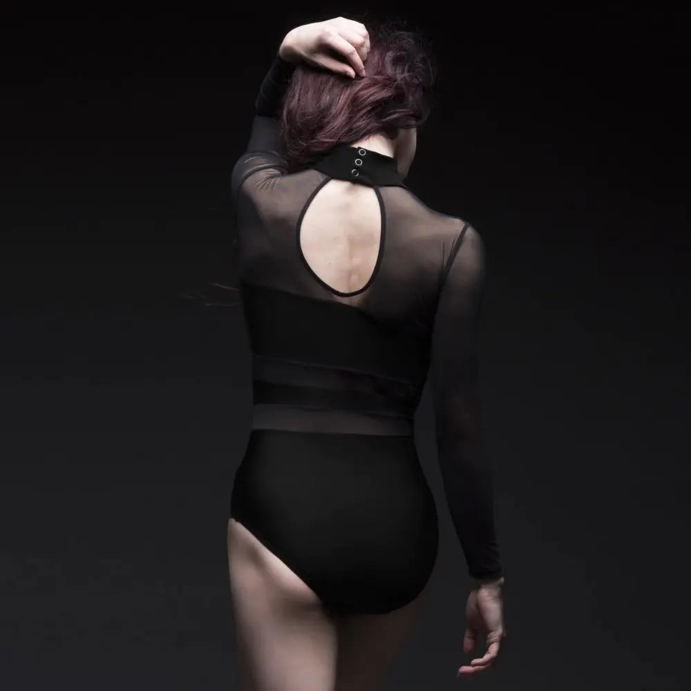 SPEERISE Women Ballet Sexy Long-Sleeved Leotard See-through Unitard Grenadine Latin Dance Wear Gymnastics Leotards Bodysuit