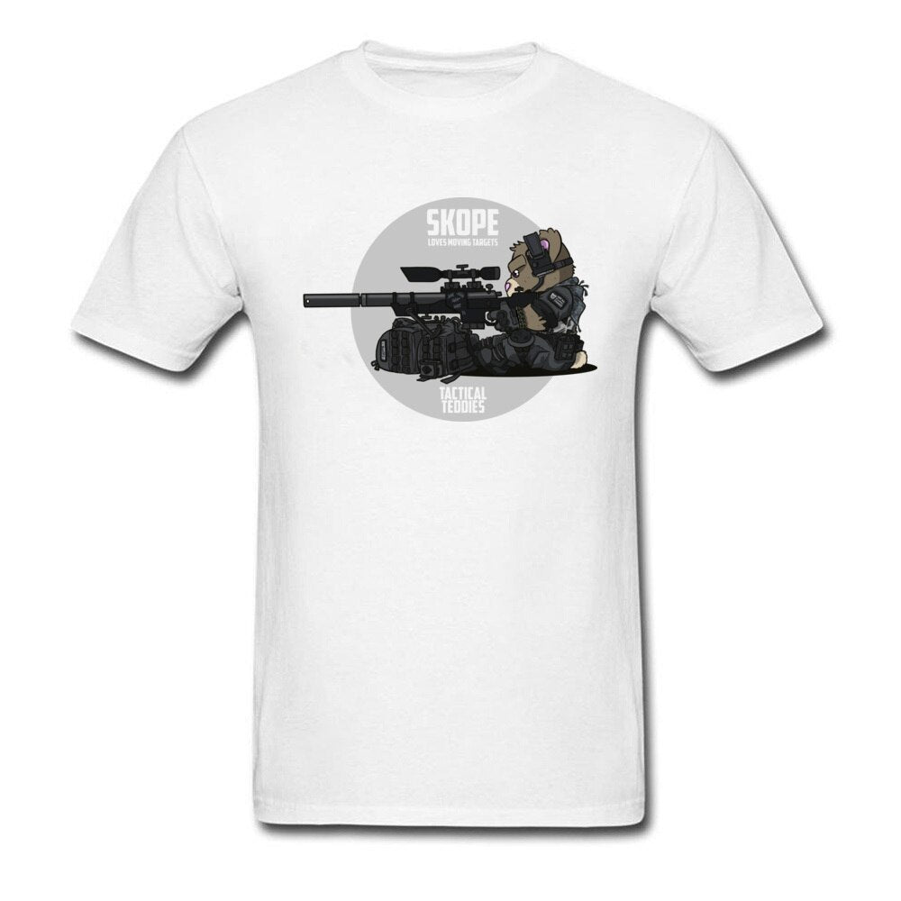 Brand Tees Brand New Tactical Bear Sniper Night Men&#39;s Cartoon Print Tshirt For Student 80&#39;s Gaming Arm Shoot T-Shirt Anime