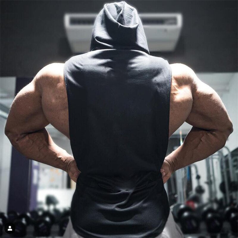 New Letters Print Bodybuilding Stringer Hoodies Sporting Fitness Brand Tank Top Men Gyms Clothing Cotton Pullover Hoody