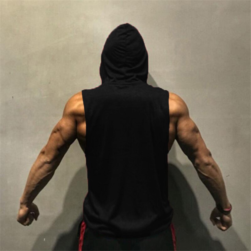 Muscleguys American flag Print Bodybuilding Sleeveless Hoodies Men Sporting Fitness hooded Tank Top Men Gyms Clothing Hoody