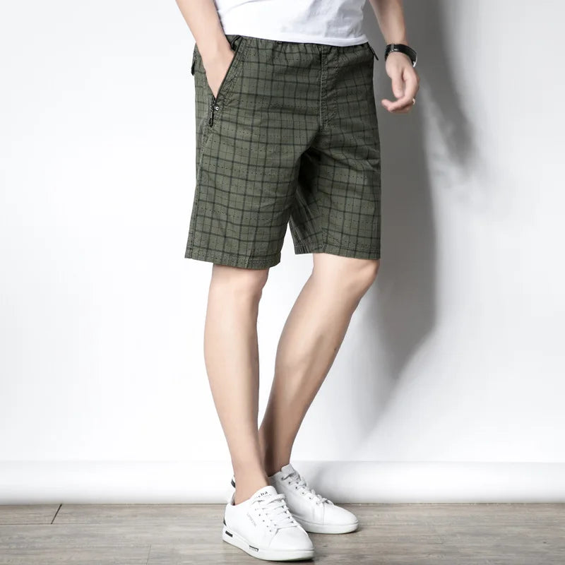 Oversized Men's Casual Shorts Summer Pure Cotton Plus Size Plaid Home Shorts Male Beach Shorts Men Clothing 5XL AF8993