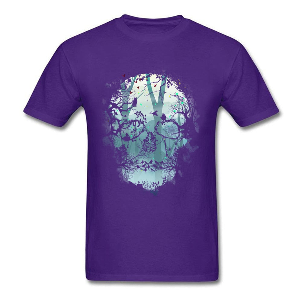 Novelty Mens Tshirt Black Dark Forest Skull 3D T Shirt For Men Big Size Men&#39;s Skull Shadow T-Shirts Good Quality Cotton Teeshirt