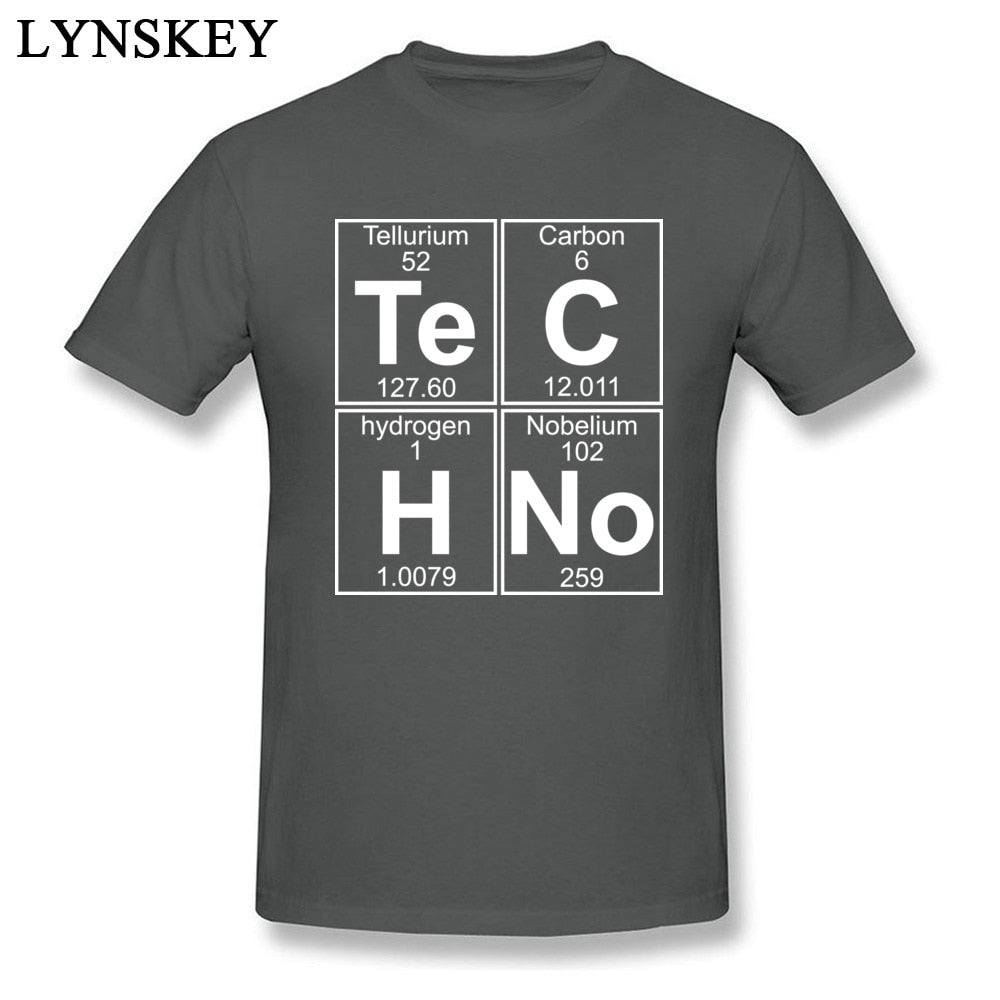 Novelty Design Te-C-H-No Techno Men T-shirt Hardcore Neon Element Periodic Table Popular Tshirt