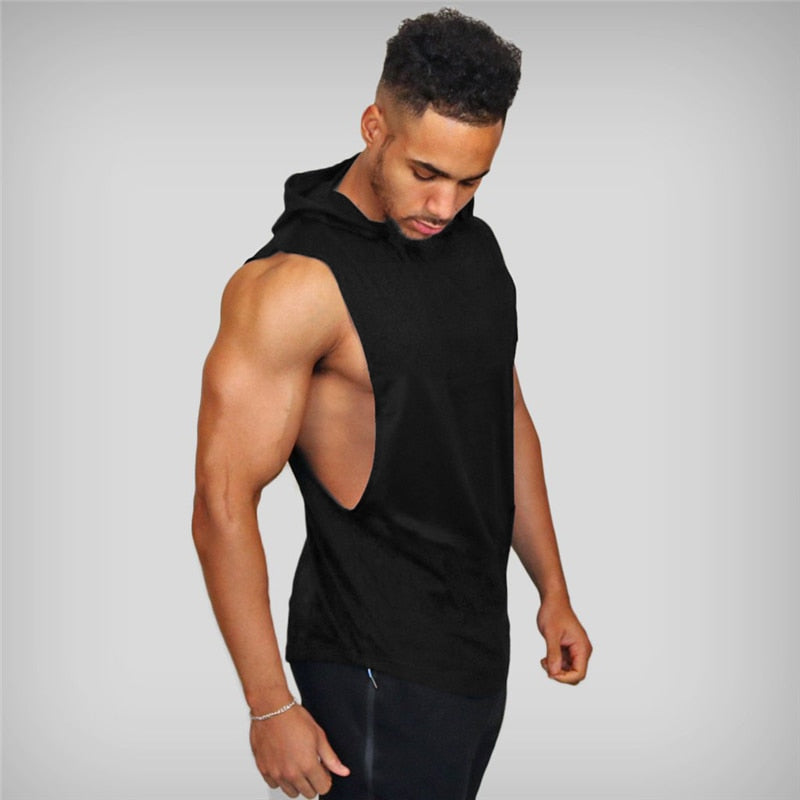 Muscleguys Bodybuilding stringers sleeveless hoodie gyms tank tops for men singlets shirt cotton fitness sporting clothing