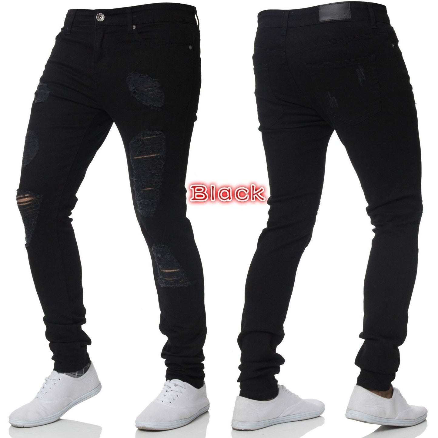Cotton Jean Men&#39;s Pants Vintage Hole Cool Trousers for Guys Summer Europe America Style Plus Size 3XL ripped jeans Male