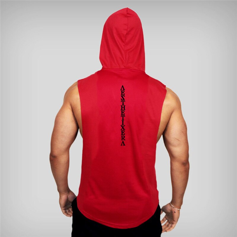 Muscleguys Brand Gyms Clothing Fitness Hooded Tank Top Men Bodybuilding Stringer Tanktop Workout Singlet Sleeveless Hoodie Shirt