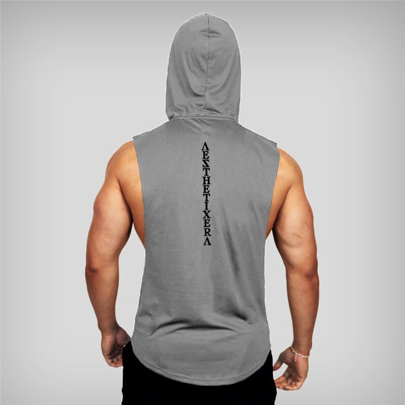 Muscleguys Brand Gyms Clothing Fitness Hooded Tank Top Men Bodybuilding Stringer Tanktop Workout Singlet Sleeveless Hoodie Shirt