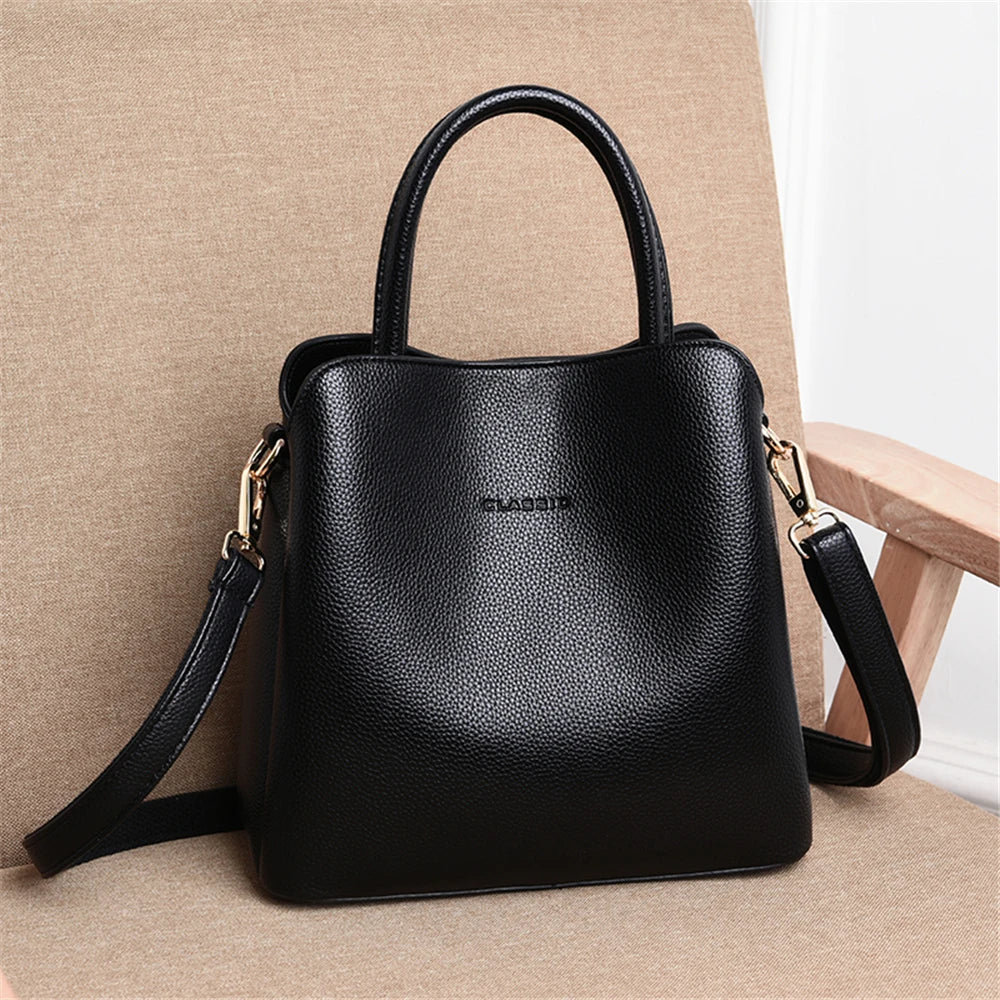 Neue 3-Haupttaschen-Leder-Luxus-Handtaschen für Damen, Designer-Umhängetaschen für Damen, kleine lässige Einkaufstasche, Sac A Main