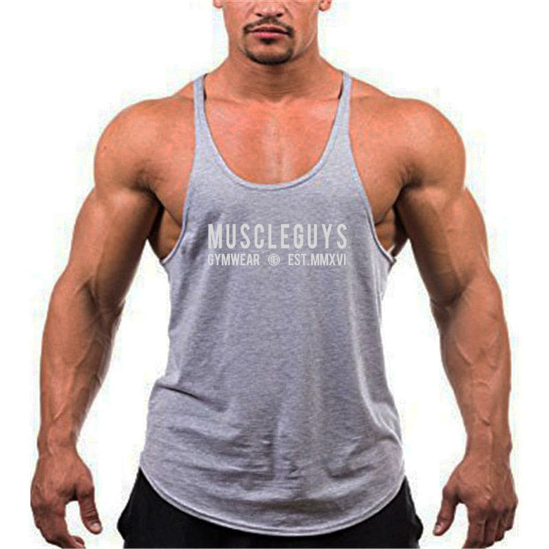 Muscleguys Bodybuilding stringers sleeveless hoodie gyms tank tops for men singlets shirt cotton fitness sporting clothing