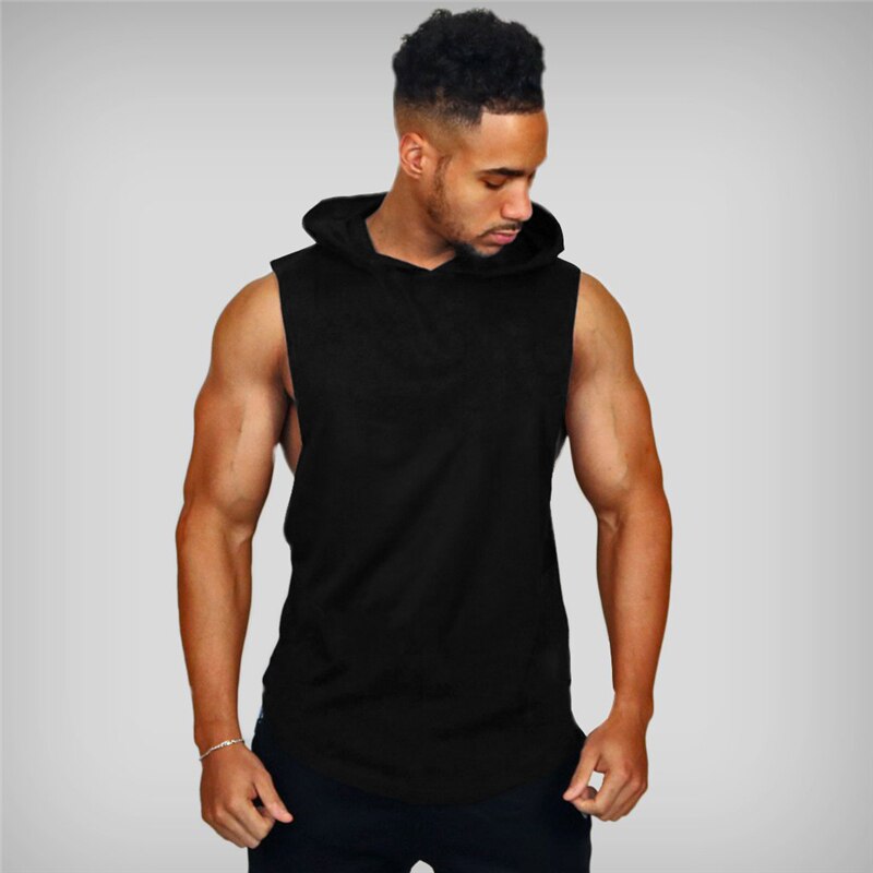 Muscleguys Brand Gyms Clothing Cotton Sleeveless Hoodie Men Slim fit Workout Fitness Vest Bodybuilding Stringer Tank Top Hoody