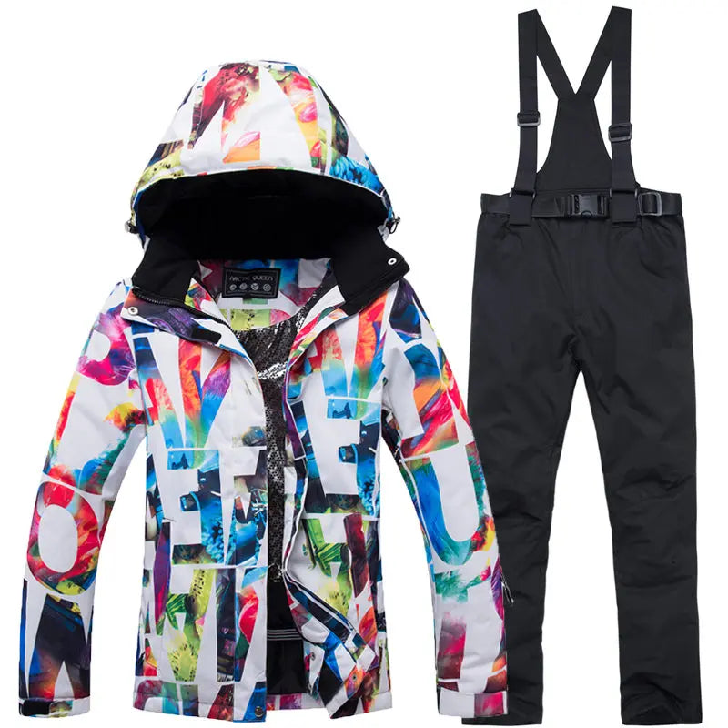 Neue Dicke Warme Damen Ski Anzug Wasserdicht Winddicht Skifahren und Snowboarden Jacke Hosen Set Weibliche Schnee Kostüme Outdoor Tragen