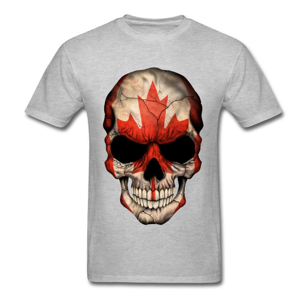 Make Your Own Unique T-Shirt For Adult Black Punk Canadian Flag Skull T Shirt 100% Cotton High Quality Short Summer Tops T Shirt