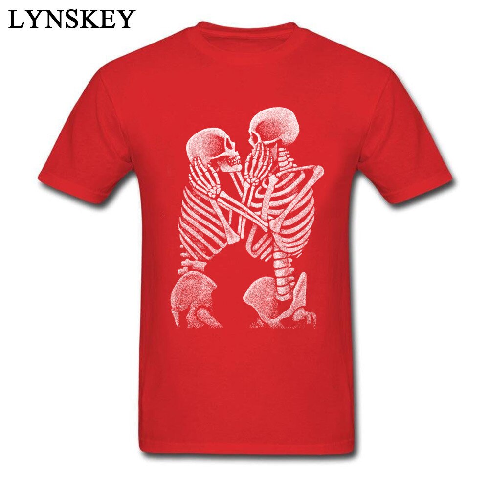 Mens Autumn Skull T Shirts The Lovers Men&#39;s Customised Pure Cotton Tee Shirts The Couple Skull Skeleton Tops T Shirt On Sale