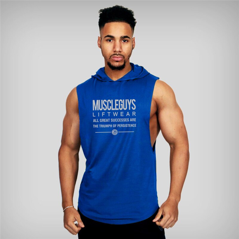 Muscleguys Liftwear Sleeveless Shirt with hoody Brand Gyms Clothing Fitness Men Bodybuilding stringers tank tops singlets