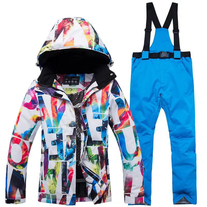 Neue Dicke Warme Damen Ski Anzug Wasserdicht Winddicht Skifahren und Snowboarden Jacke Hosen Set Weibliche Schnee Kostüme Outdoor Tragen