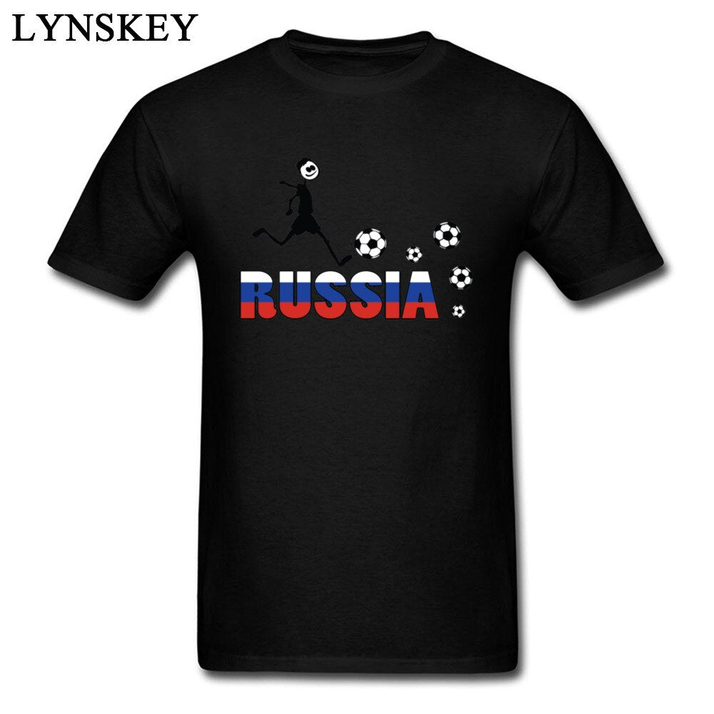 Funny T-shirt RUSSIA TEXT WITH FLAG Men Tees Cartoon Print Simple Style Tops Fitness Male Cotton Teeshirt