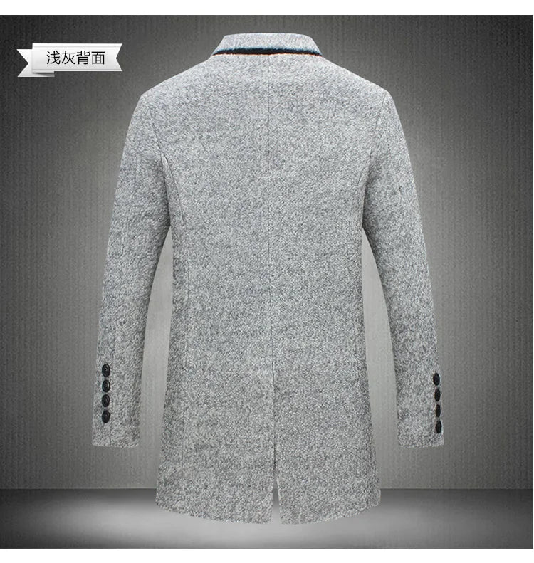 Neue Winter Woll Mantel Männer Freizeit Lange Abschnitte Woolen Mäntel Herren Reine Farbe Casual Mode Jacken/Casual Männer Mantel