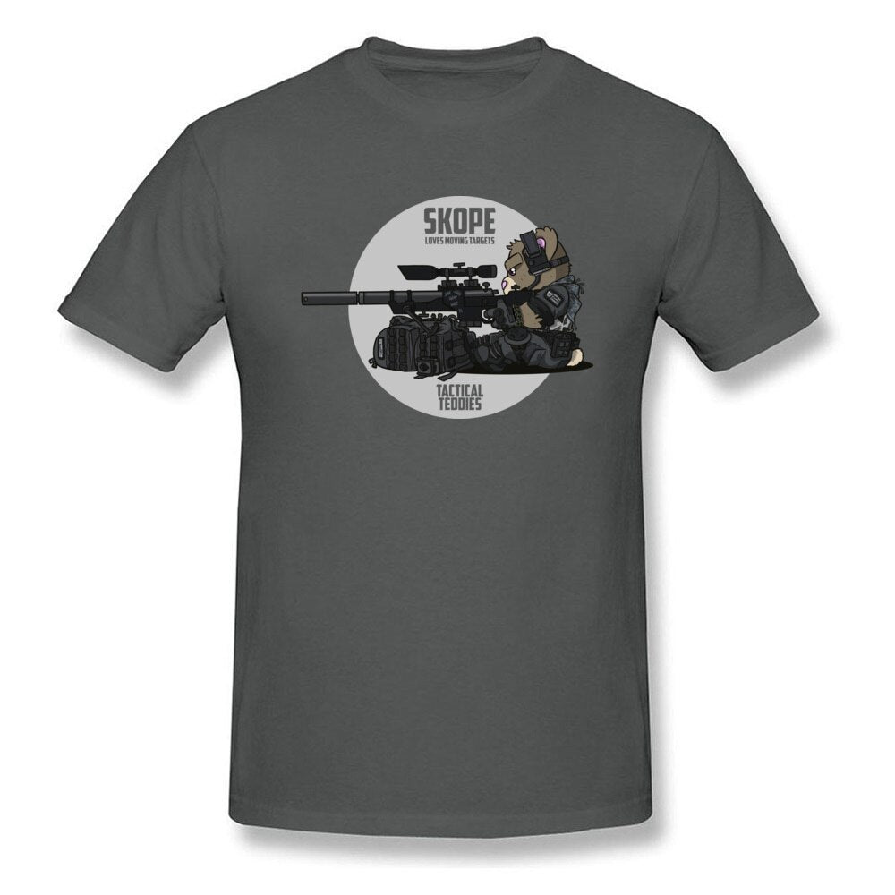 Brand Tees Brand New Tactical Bear Sniper Night Men&#39;s Cartoon Print Tshirt For Student 80&#39;s Gaming Arm Shoot T-Shirt Anime