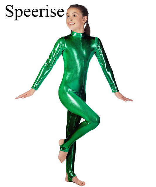 SPEERISE Kleinkind Ärmellose Trikot Jungen Ballett Body Shiny Metallic Gymnastik Kurzen Spandex Tank einteiliges Unitards für Kid