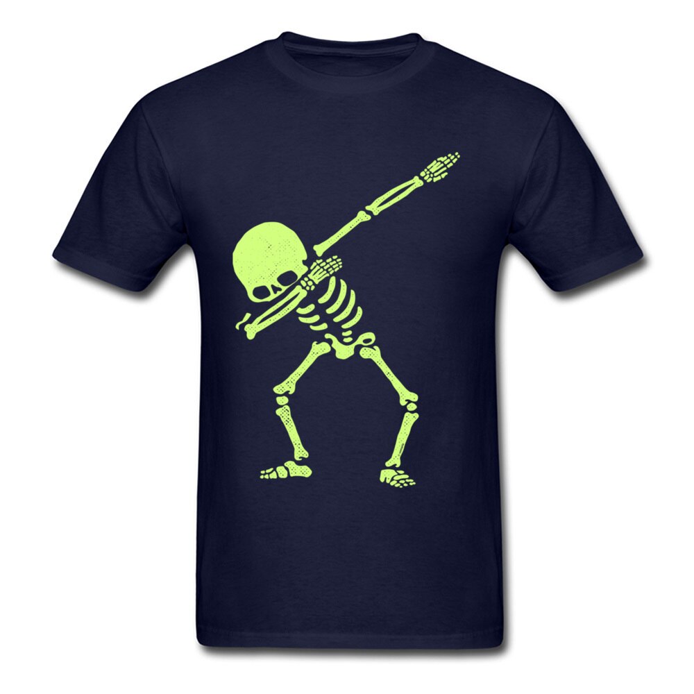 Naked Dabbing Skeleton Tshirt Bright Colors Happy Jazz DJ Rock Skull T Shirt For Men Hipster Happy Metal Band T-Shirts