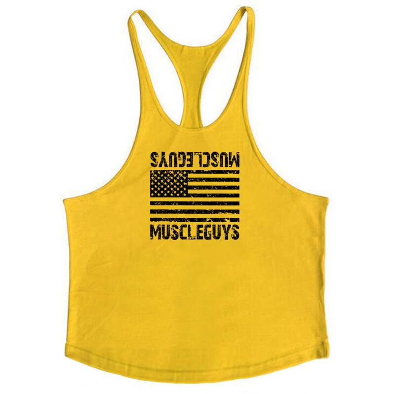 Muscleguys American flag Print Bodybuilding Sleeveless Hoodies Men Sporting Fitness hooded Tank Top Men Gyms Clothing Hoody