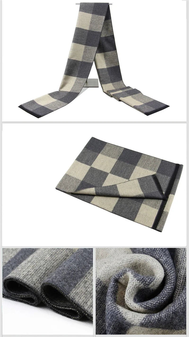 Luxus Marke männer Winter Plaid Schal warme frauen Kaschmir schals Schals Casual Quaste Schals Mann Business schal pashmina