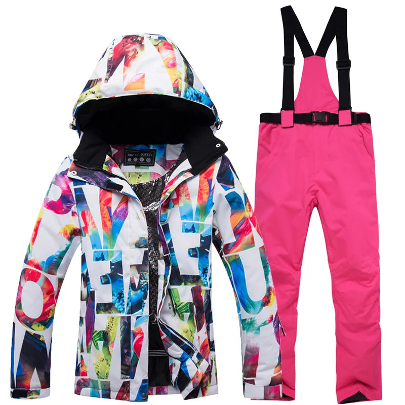 Neue Dicke Warme Damen Ski Anzug Wasserdicht Winddicht Skifahren und Snowboarden Jacke Hosen Set Weibliche Schnee Kostüme Outdoor Tragen