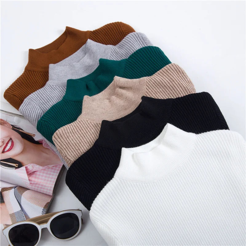 Auf Verkauf Herbst Winter Frauen Gestrickte Rollkragen Pull Pullover Casual Weiche Kragen Jumper Mode Schlanke Warme Weibliche Pullover Kleidung