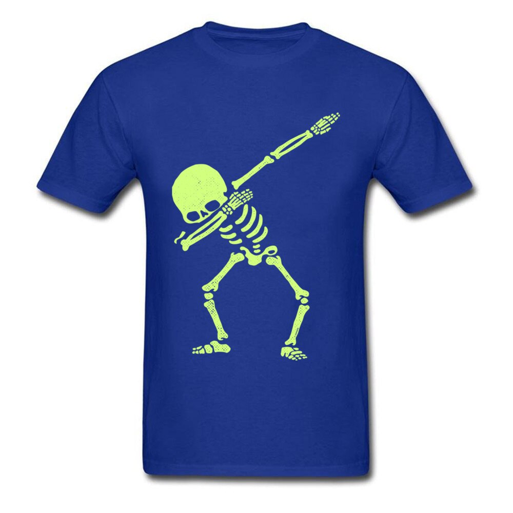 Naked Dabbing Skeleton Tshirt Bright Colors Happy Jazz DJ Rock Skull T Shirt For Men Hipster Happy Metal Band T-Shirts