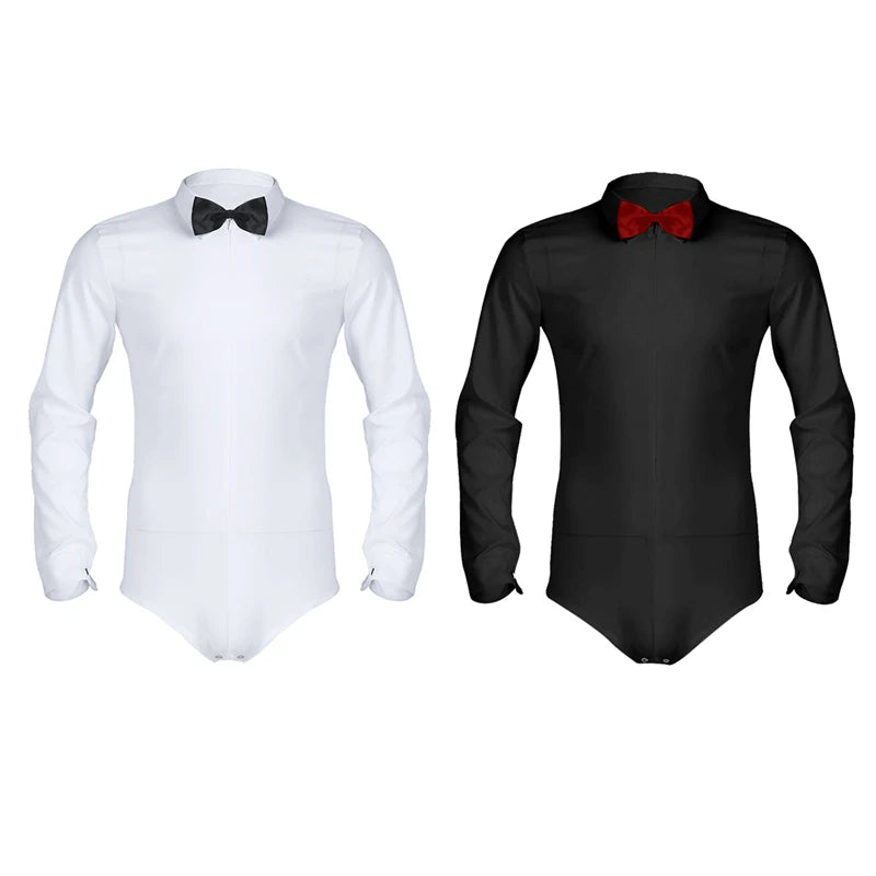 Mens Latin ballroom costume Latin Modern Dance Shirt with Bowtie Rumba Samba Dancewear Latin dance competition clothes