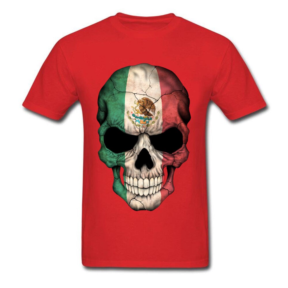 PP Skull Mexican Flag Skull T Shirt Calavera White 3D Print Geek Skull Tshirts Men Easter Monday Street T-Shirt Skulls Skeleton