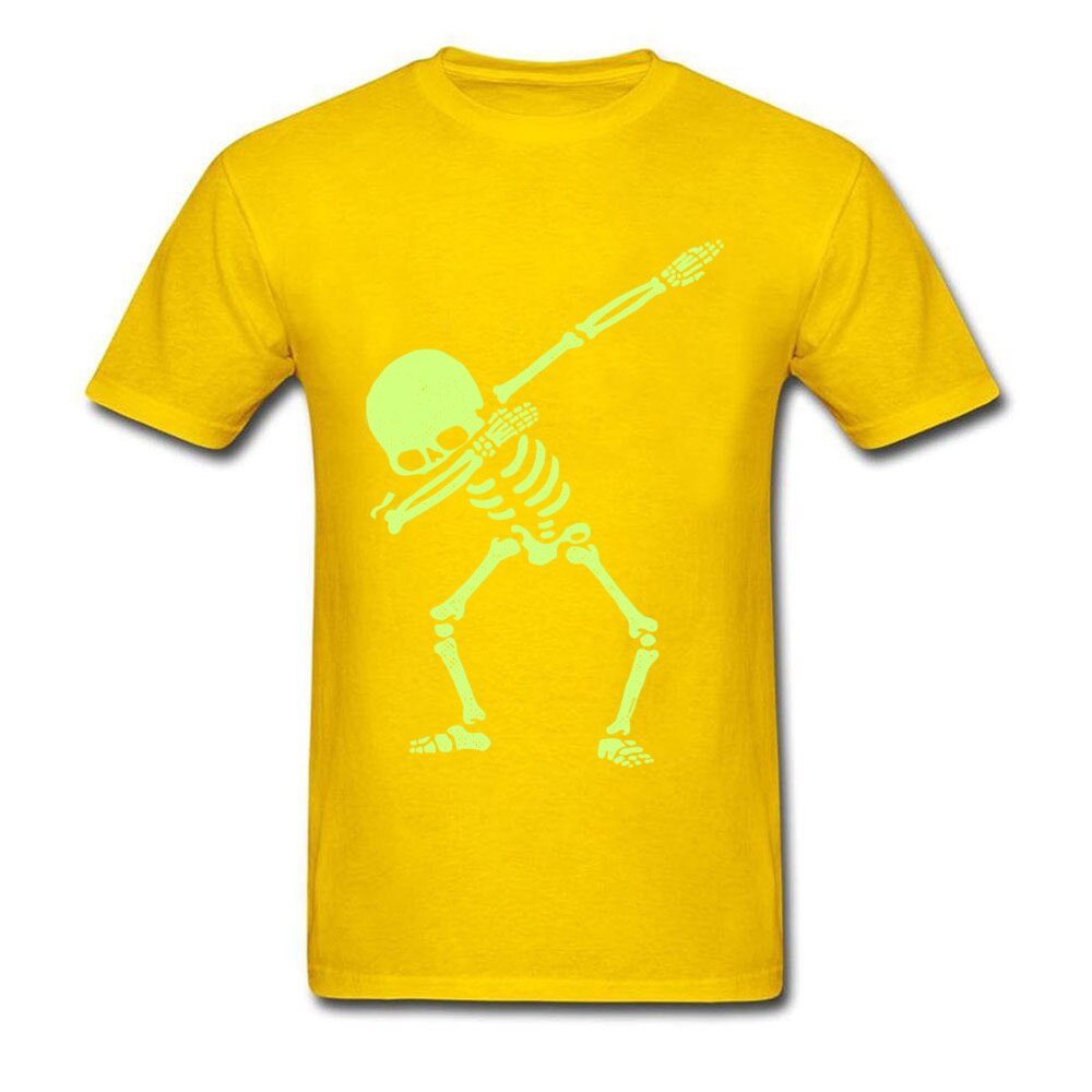 Naked Dabbing Skeleton Tshirt Bright Colors Happy Jazz DJ Rock Skull T Shirt For Men Hipster Happy Metal Band T-Shirts