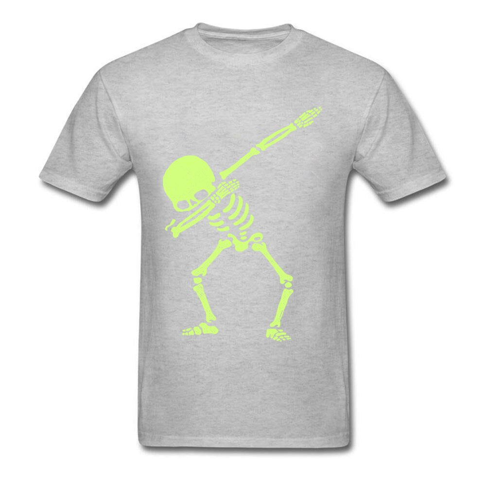 Naked Dabbing Skeleton Tshirt Bright Colors Happy Jazz DJ Rock Skull T Shirt For Men Hipster Happy Metal Band T-Shirts