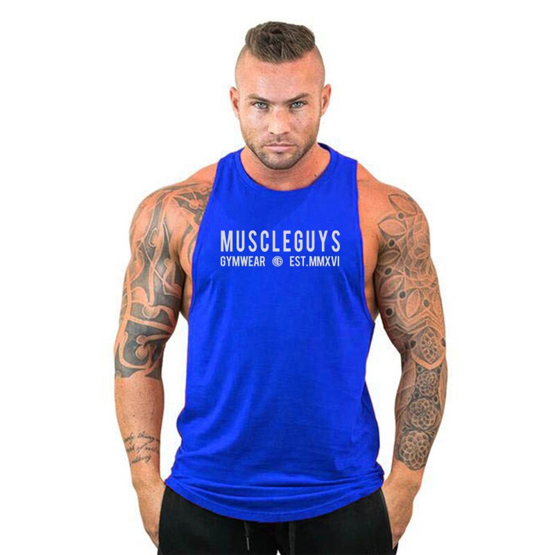 Muscleguys Bodybuilding stringers sleeveless hoodie gyms tank tops for men singlets shirt cotton fitness sporting clothing