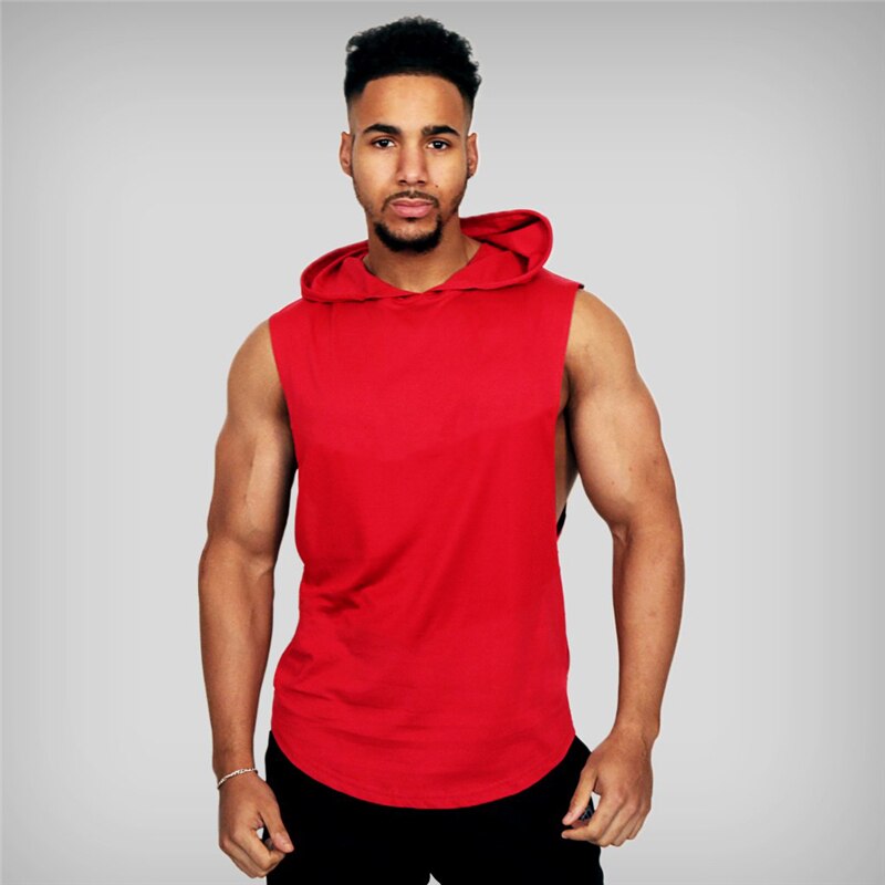 Muscleguys Brand Gyms Clothing Cotton Sleeveless Hoodie Men Slim fit Workout Fitness Vest Bodybuilding Stringer Tank Top Hoody