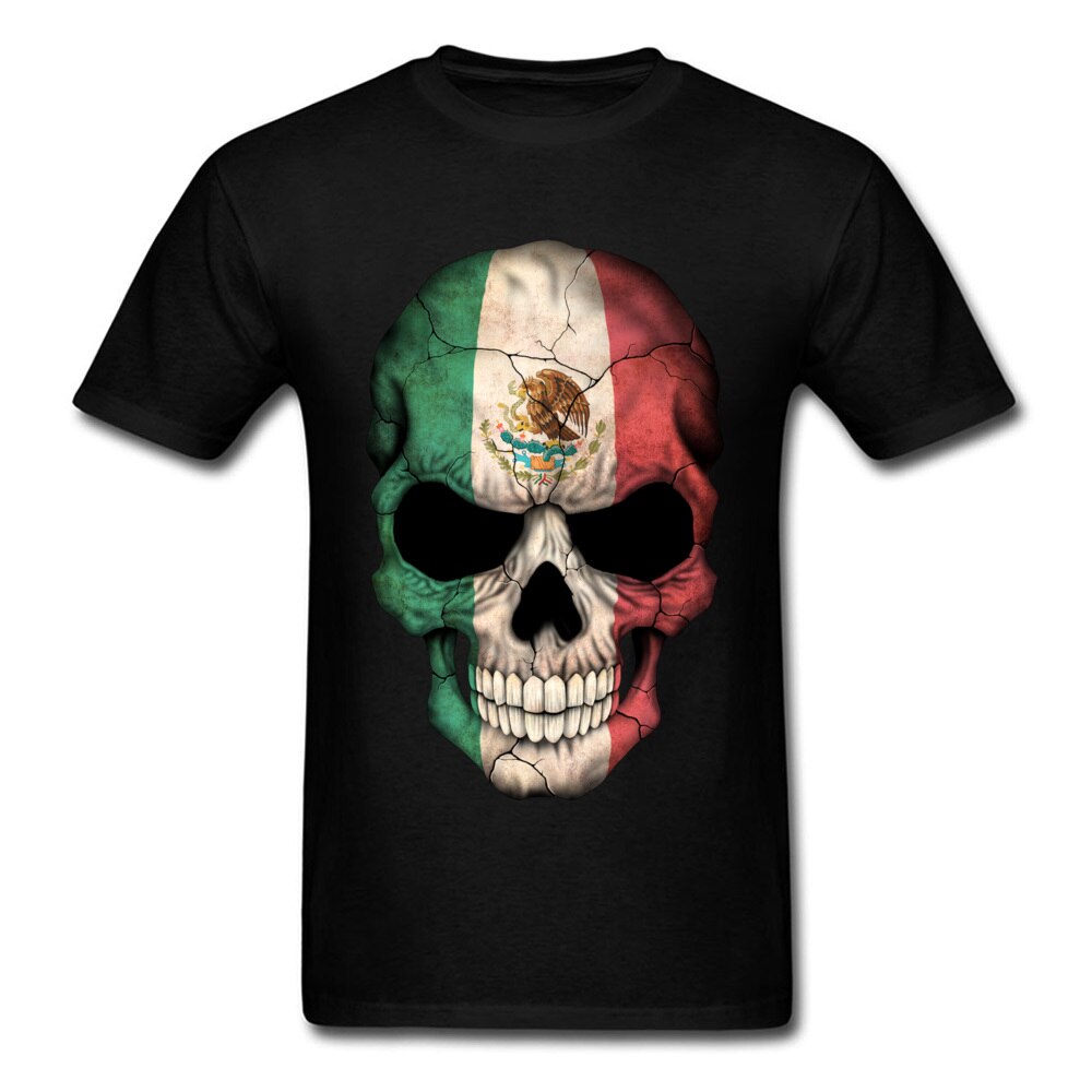 PP Skull Mexican Flag Skull T Shirt Calavera White 3D Print Geek Skull Tshirts Men Easter Monday Street T-Shirt Skulls Skeleton