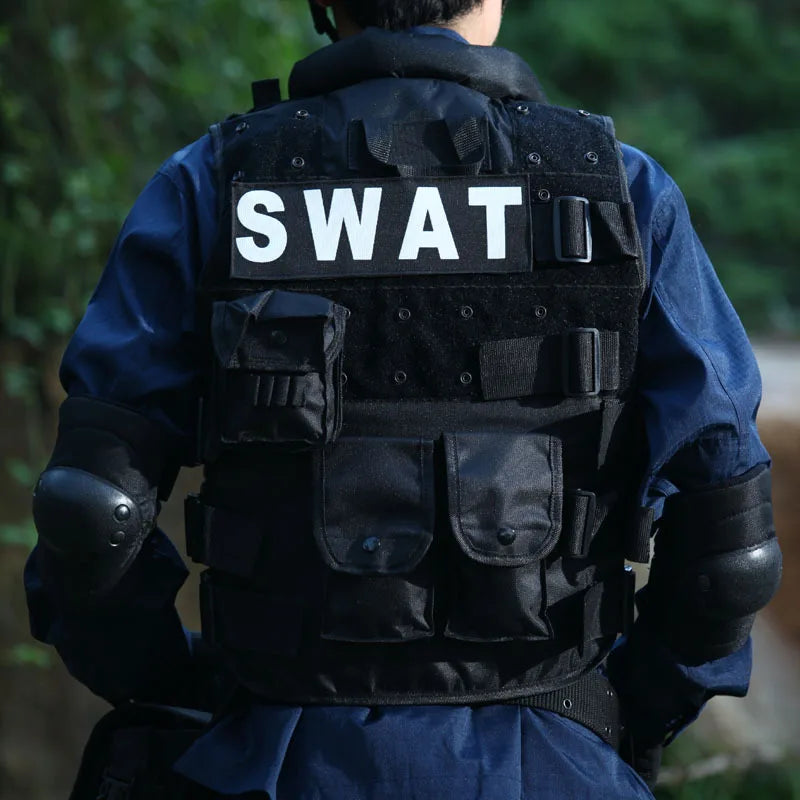 Military SWAT Tactical Vest Unisex Black POLICE Vest High Quality CS Paintball Molle Protective Combat Vest Police Equipment AK1